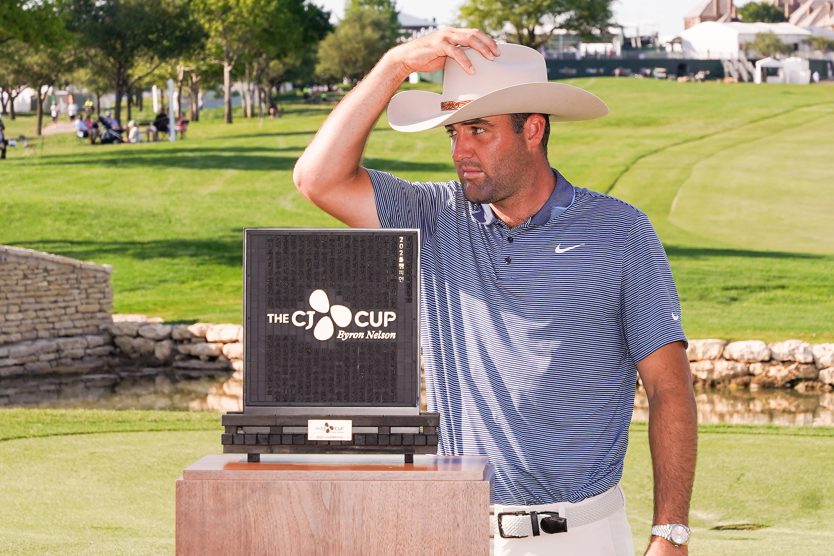 Scottie Scheffler after winning THE CJ CUP Byron Nelson - Final Round - Source: Imagn